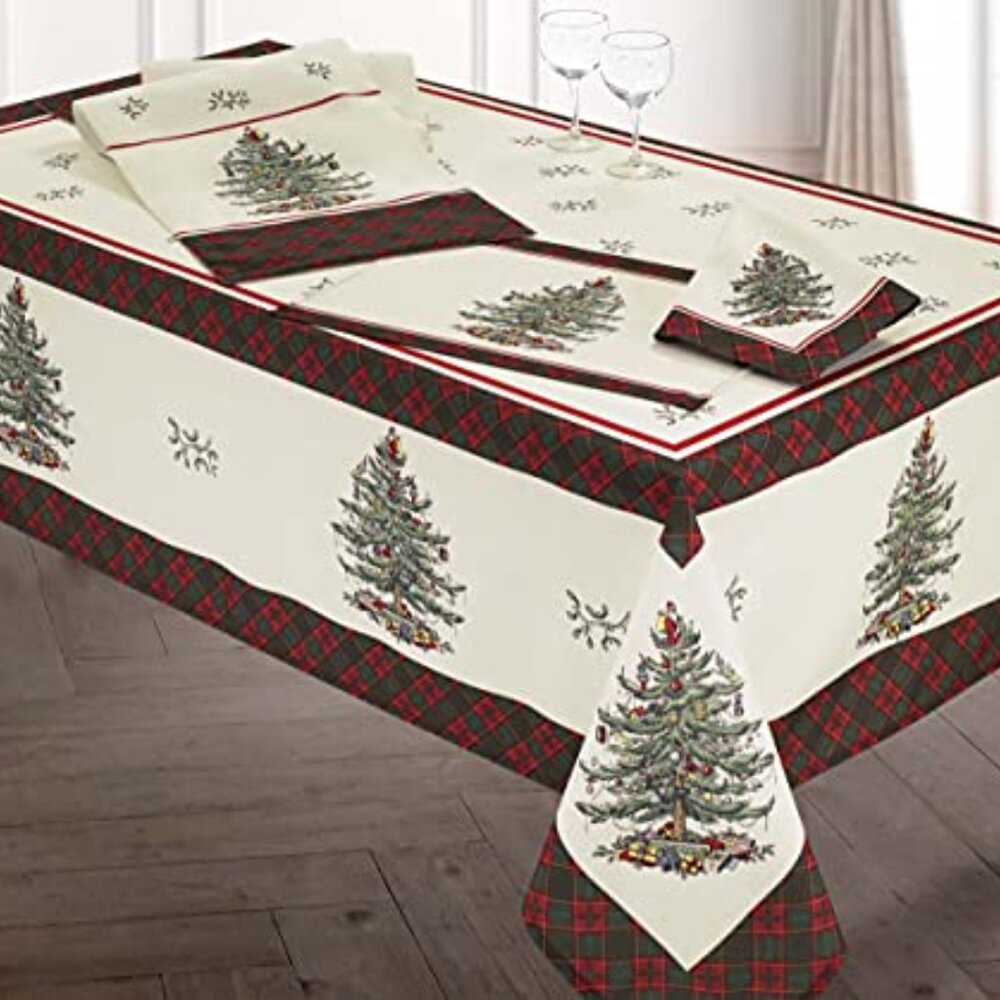 60x120 Holiday Tablecloth, Polyester, Machine Washable, Festive Decor - Picture 3 of 3